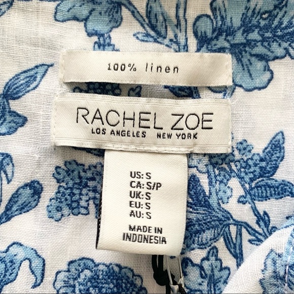 🌸New🌸Rachel Zoe Button Up Blue Floral Shirt Sz S - Picture 4 of 13